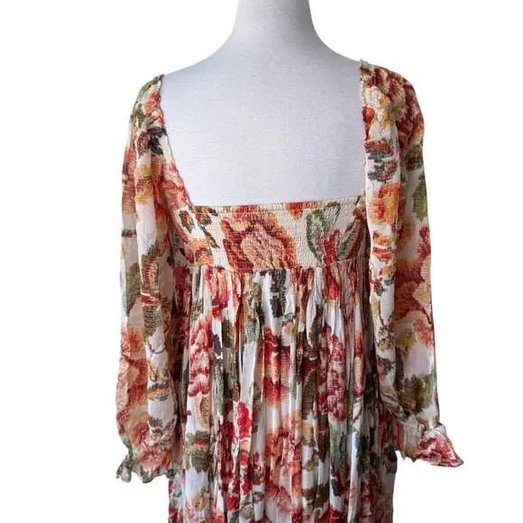 FREE PEOPLE Timeless Tapestry Maxi Dress Handkerchief Hem Boho Large NWT - Picture 8 of 13